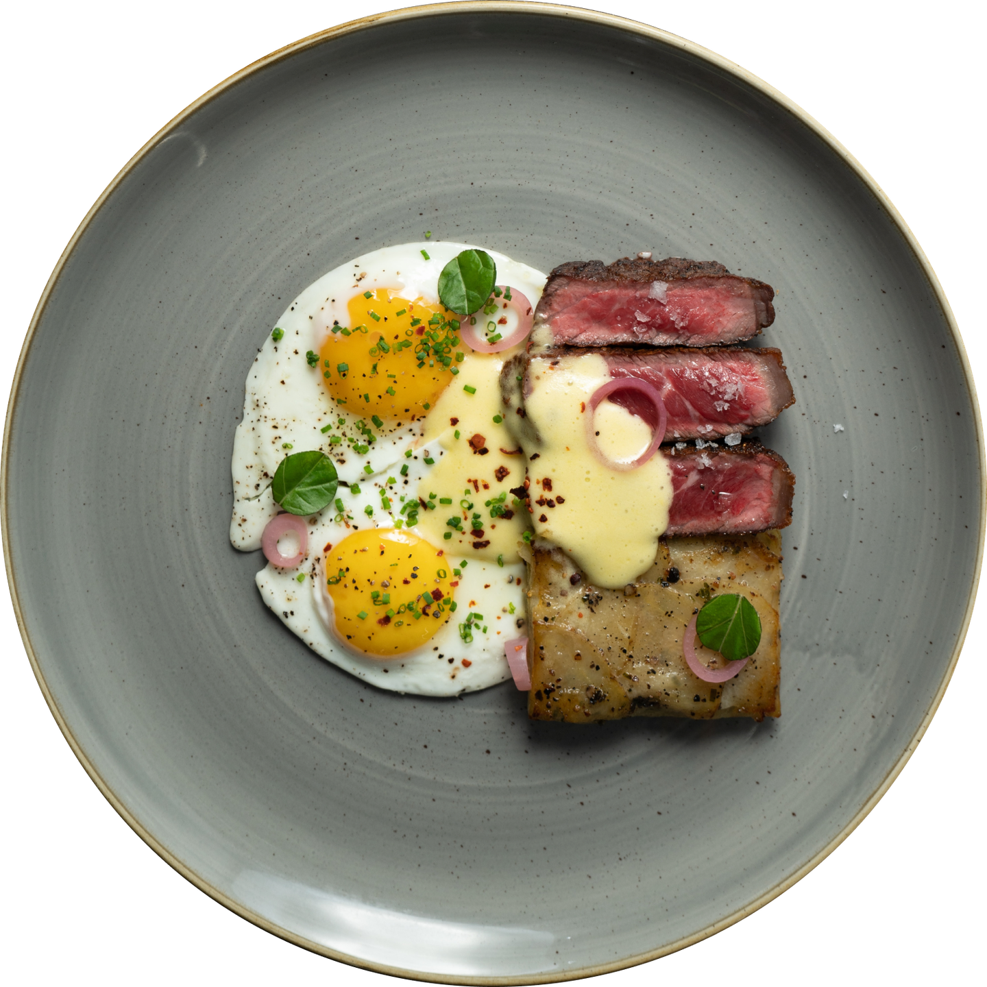 Beef steak w/eggs