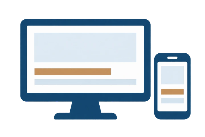 同じWebページを表示したPCとスマートフォンのフラットアイコン